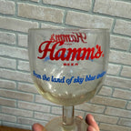 Vintage Hamm’s Beer Goblet Thumbprint Heavy Stemmed Schooner Drink Glass
