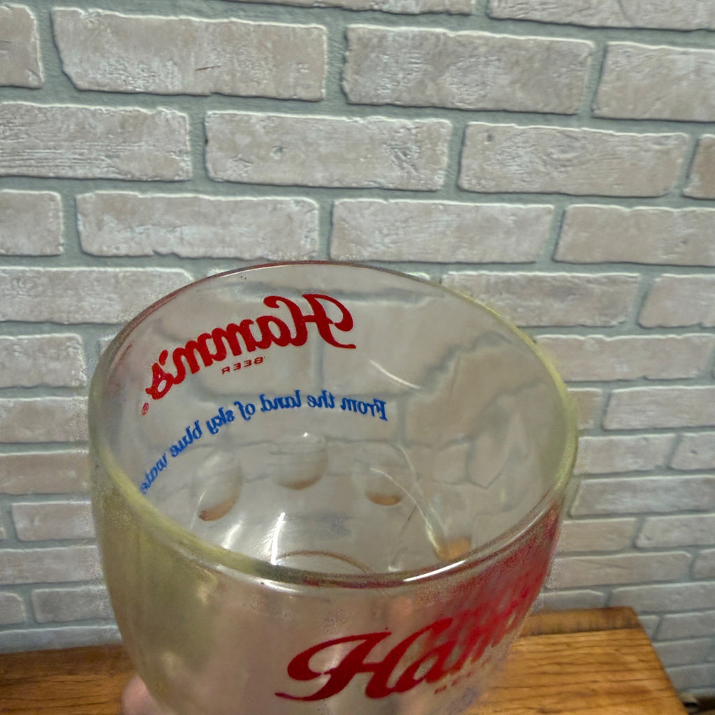 Vintage Hamm’s Beer Goblet Thumbprint Heavy Stemmed Schooner Drink Glass