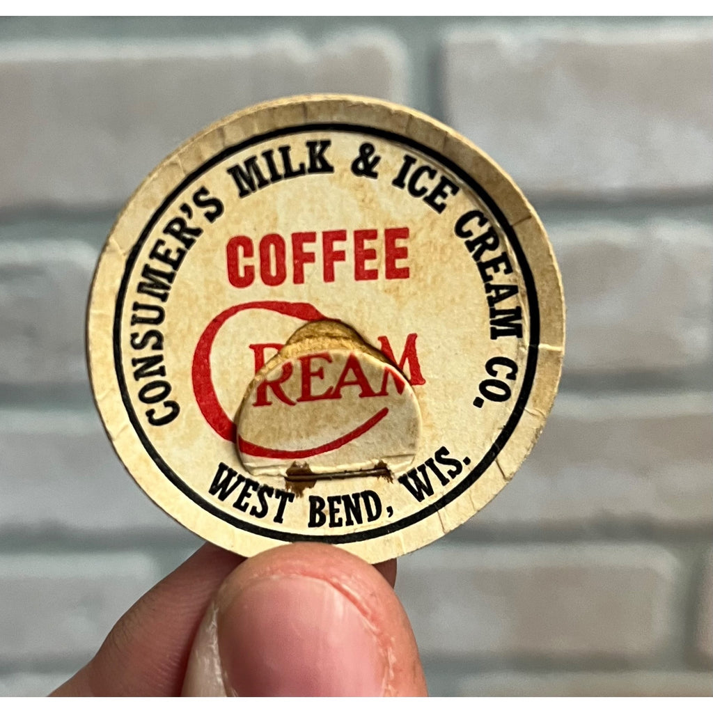 Milk Bottle Cap - Consumer's Milk & Ice Cream Co. - West Bend Wisconsin - Cream