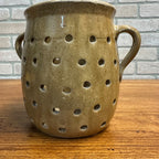 RARE Antique Primitive 19th Century Cheese Stainer Stoneware Salt Glaze Double Handle