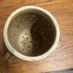RARE Antique Primitive 19th Century Cheese Stainer Stoneware Salt Glaze Double Handle