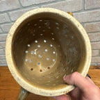 RARE Antique Primitive 19th Century Cheese Stainer Stoneware Salt Glaze Double Handle