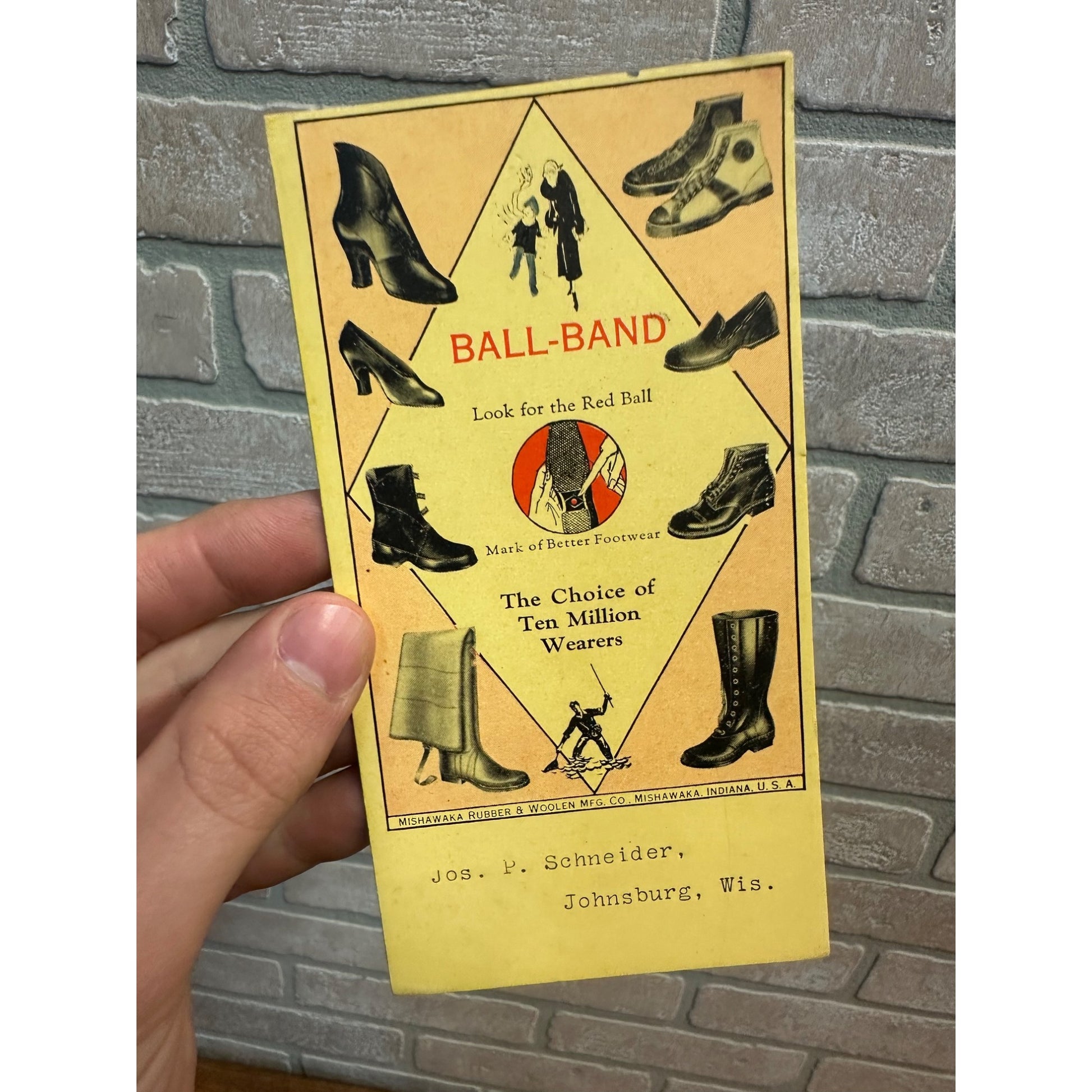 Antique Ball Band Shoes Schneider Johnsburg Wis Advertising Ink Blotter Card