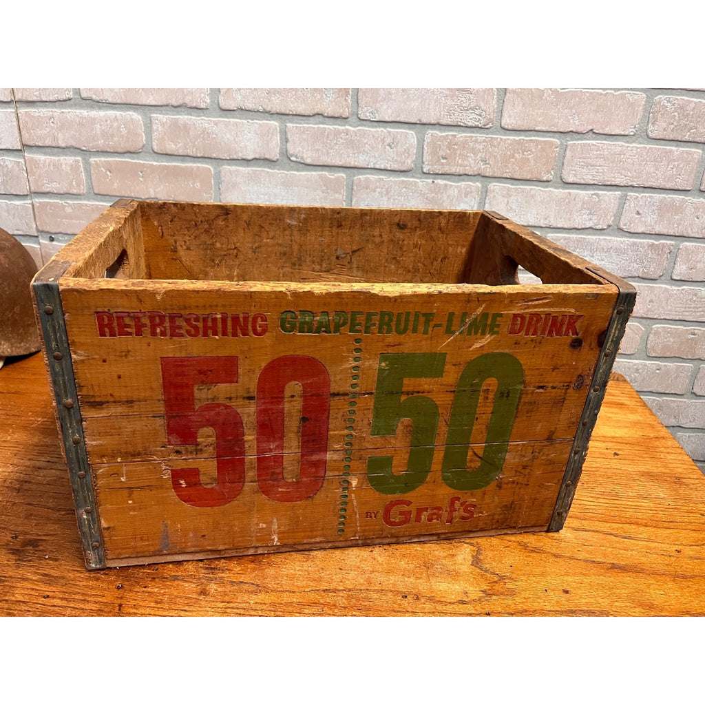 Vintage John Graf Soda Pop Wooden Crate Bottle Case Milwaukee Wis 50/50 Wood