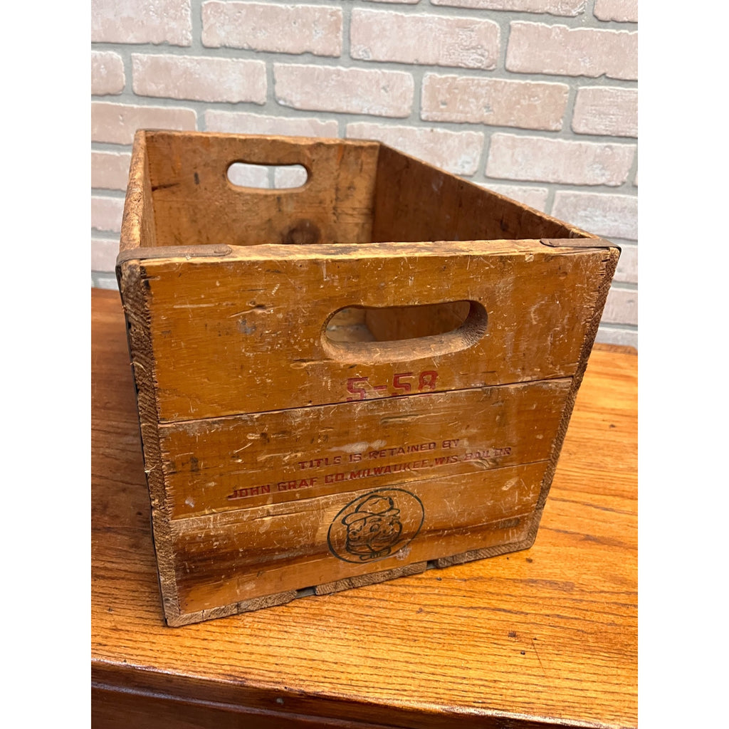 Vintage John Graf Soda Pop Wooden Crate Bottle Case Milwaukee Wis 50/50 Wood