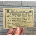 Vintage Dance Invitation Card Milwaukee Wis Miller's Hall Foot Ball Hop