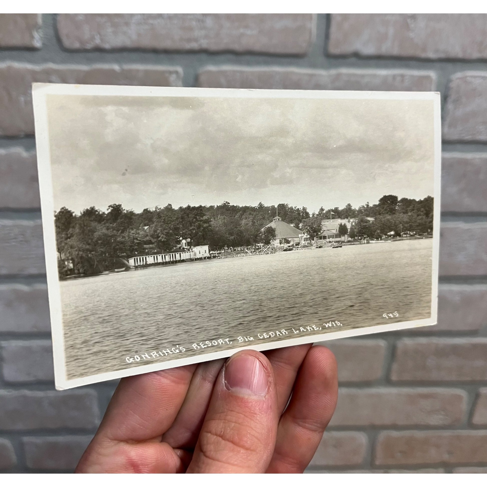 RPPC Postcard -- West Bend Wisconsin - Gonring's Resort Big Cedar Lake Wis
