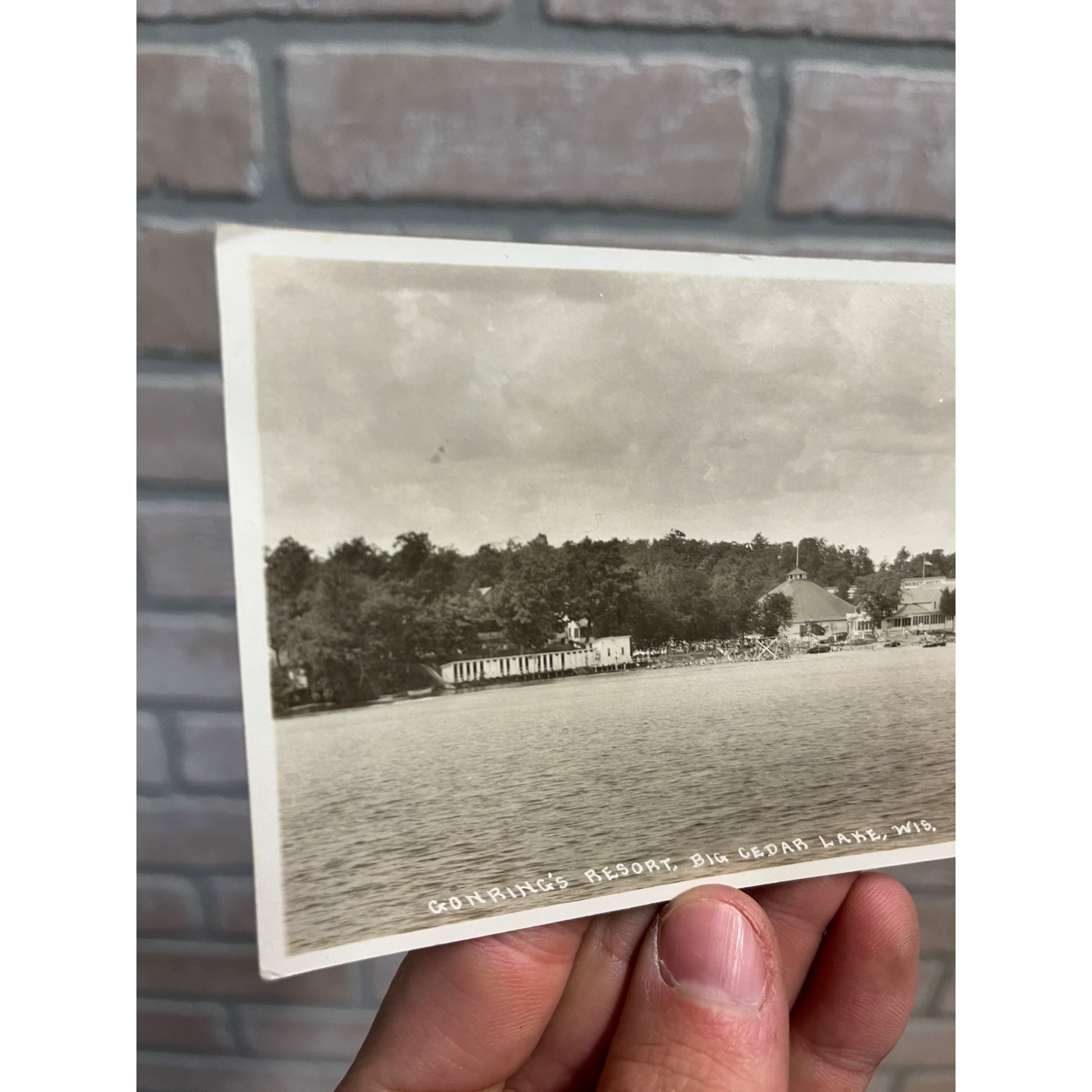 RPPC Postcard -- West Bend Wisconsin - Gonring's Resort Big Cedar Lake Wis