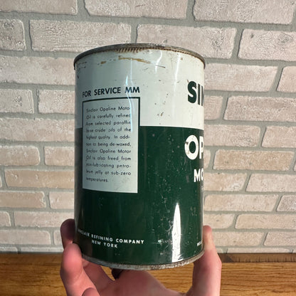 Vintage Sinclair Opaline Motor Oil Quart Can Advertising Metal Gas Oil Garage