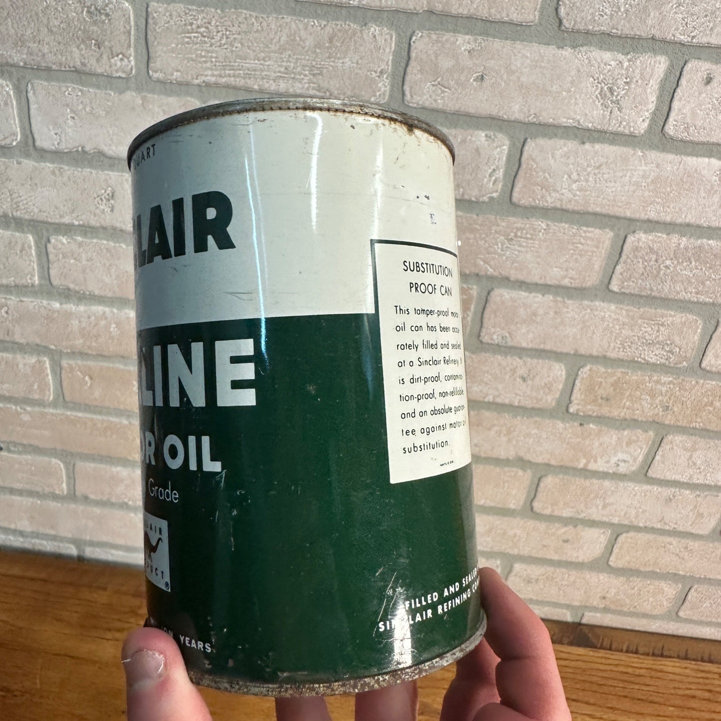 Vintage Sinclair Opaline Motor Oil Quart Can Advertising Metal Gas Oil Garage