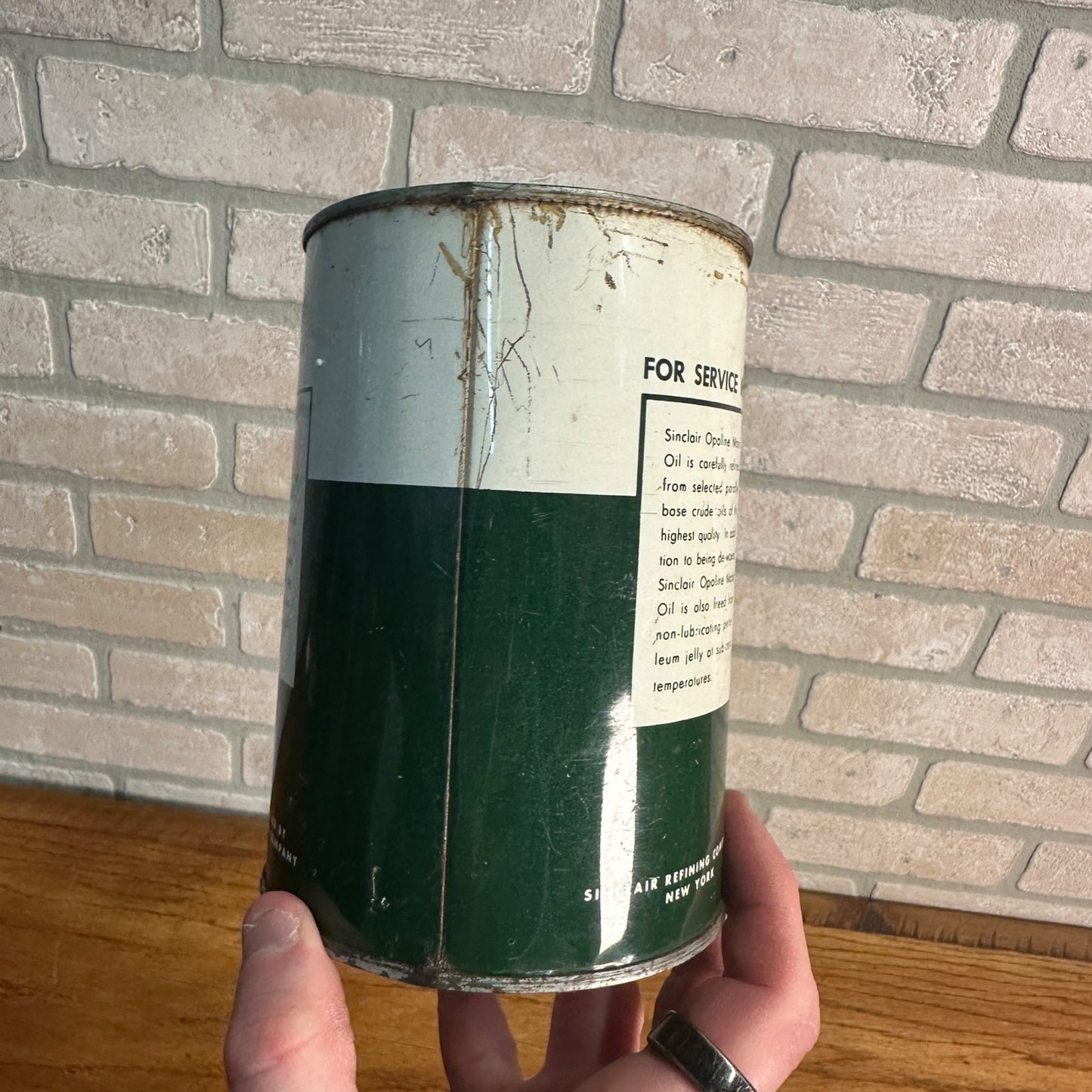 Vintage Sinclair Opaline Motor Oil Quart Can Advertising Metal Gas Oil Garage