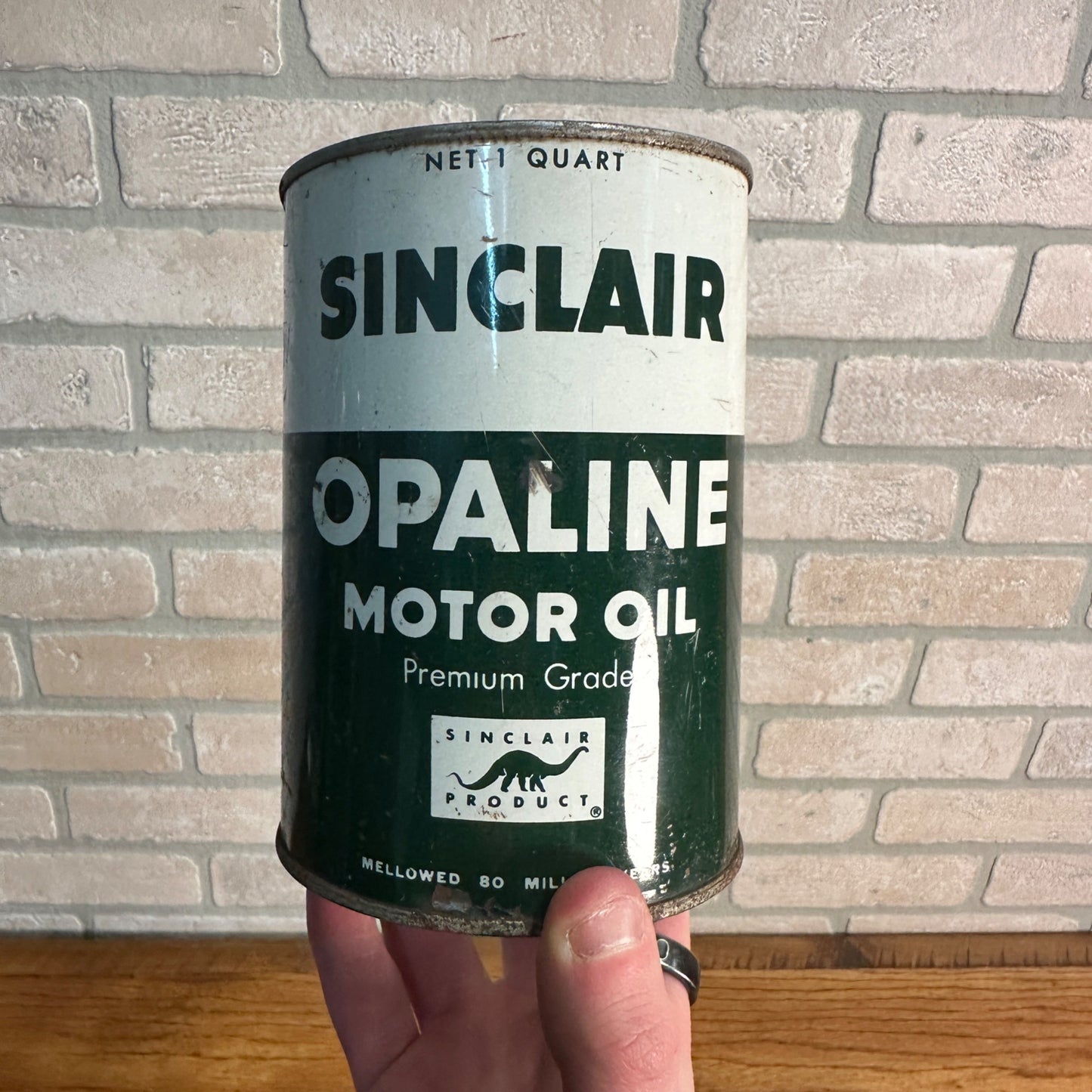 Vintage Sinclair Opaline Motor Oil Quart Can Advertising Metal Gas Oil Garage