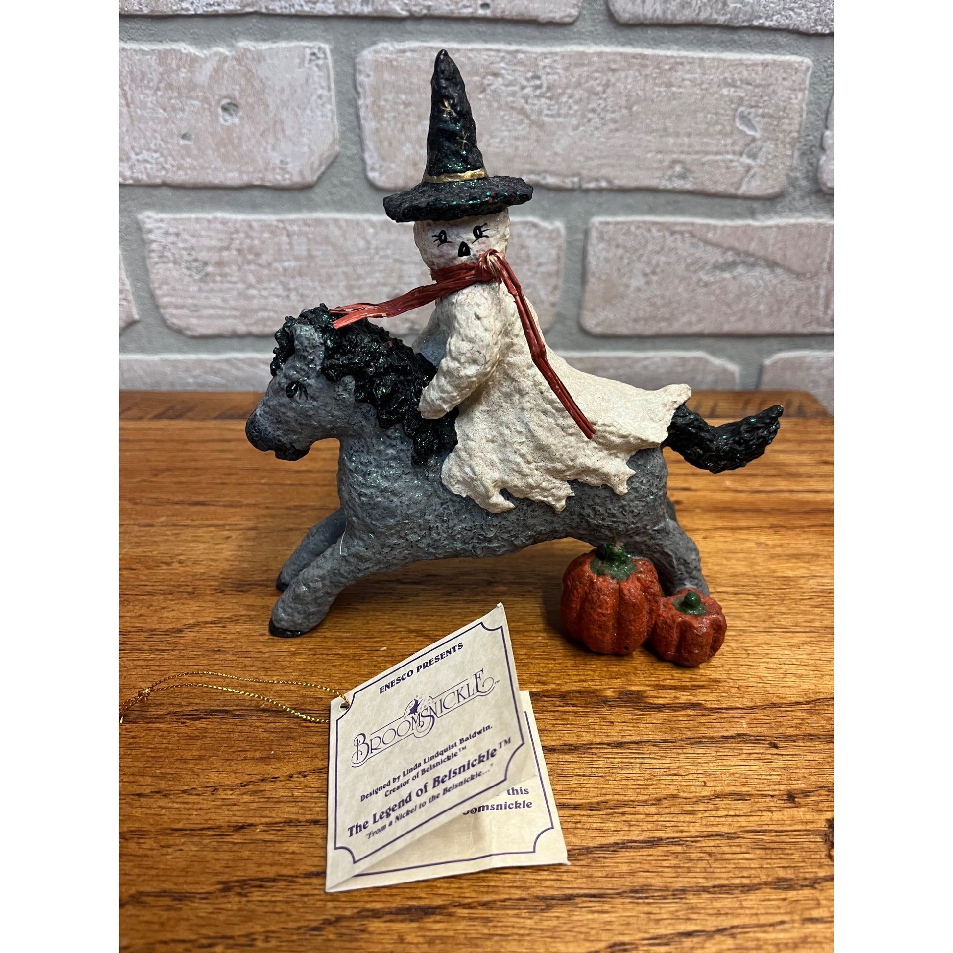 Linda Lindquist Baldwin Broomsnickle Ghost Witch on Horse 1999 Halloween Enesco