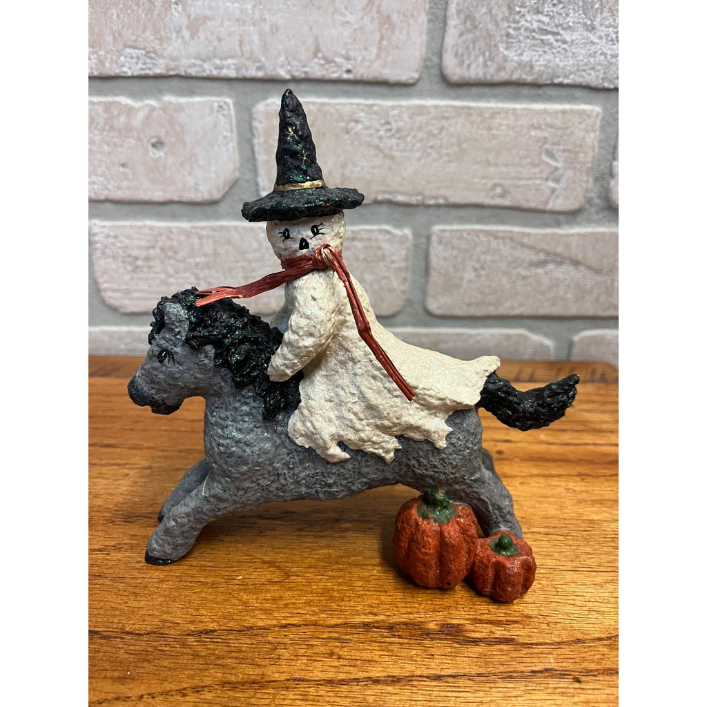 Linda Lindquist Baldwin Broomsnickle Ghost Witch on Horse 1999 Halloween Enesco