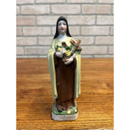 Vintage German Porcelain St. Therese Statue Figureine 7" Catholic Saint Theresa