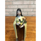 Vintage German Porcelain St. Therese Statue Figureine 7" Catholic Saint Theresa