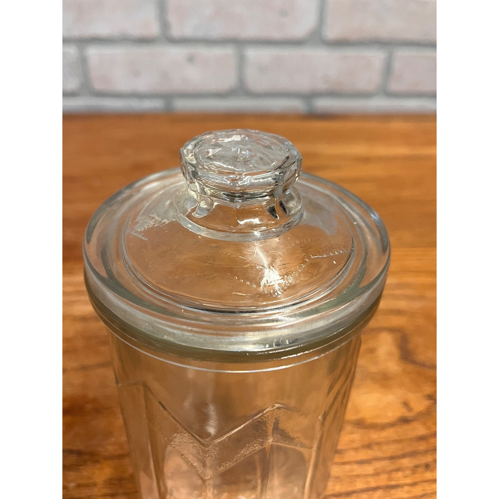 Vintage R.G. Dun Glass Cigar Humidor Jar Michigan Factory No. 670 Art Deco Geometric Arrow Design