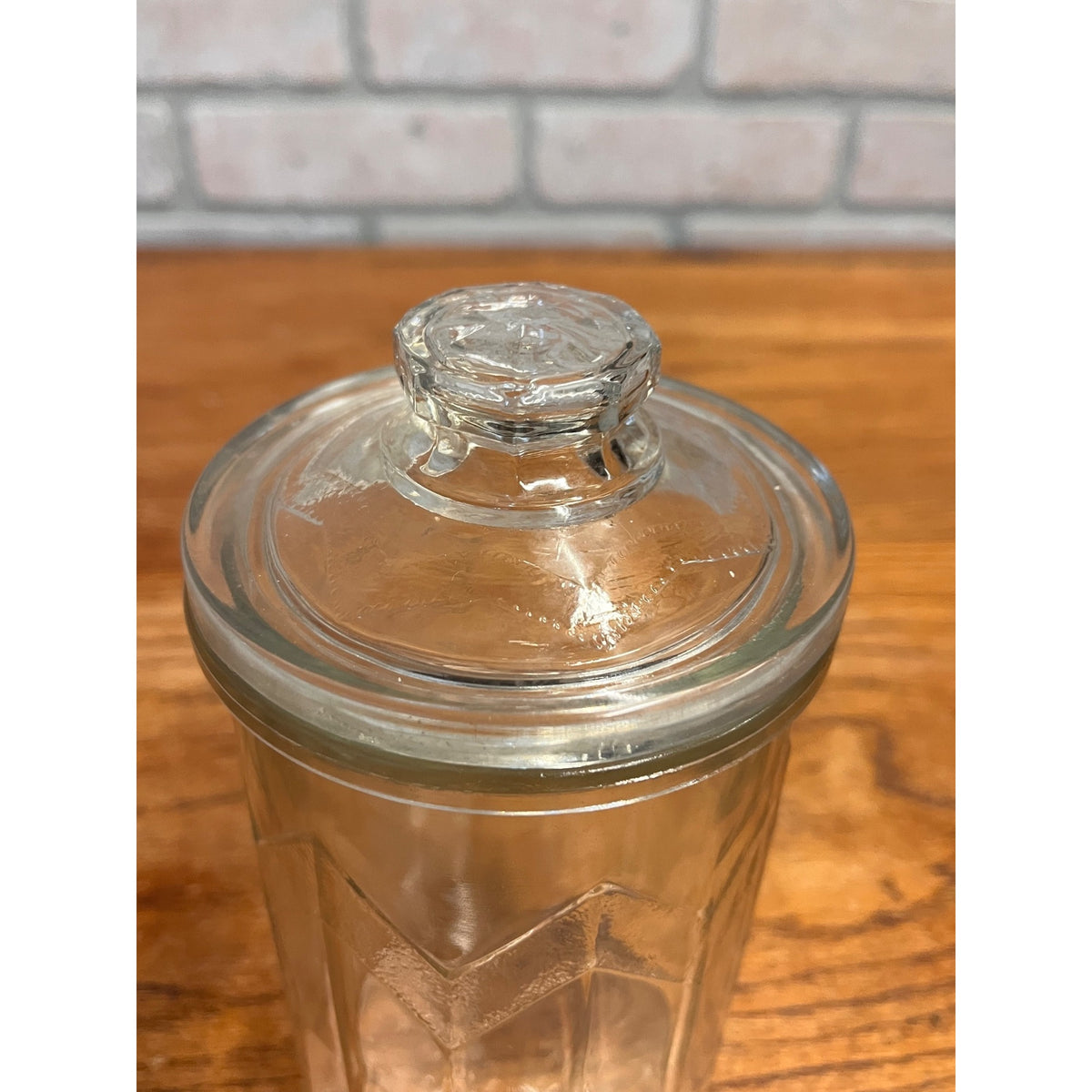 Vintage R.G. Dun Glass Cigar Humidor Jar Michigan Factory No. 670 Art Deco Geometric Arrow Design