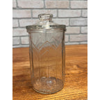 Vintage R.G. Dun Glass Cigar Humidor Jar Michigan Factory No. 670 Art Deco Geometric Arrow Design