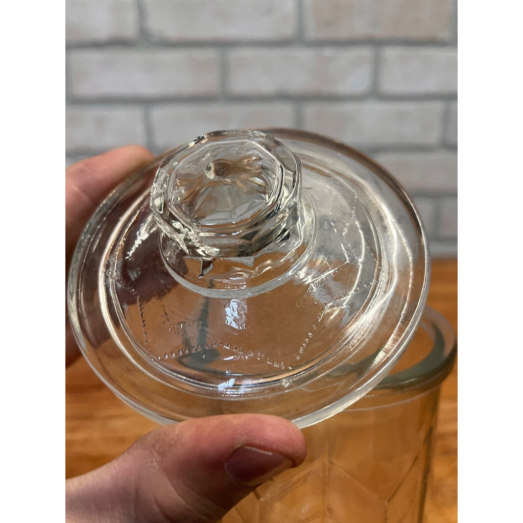 Vintage R.G. Dun Glass Cigar Humidor Jar Michigan Factory No. 670 Art Deco Geometric Arrow Design