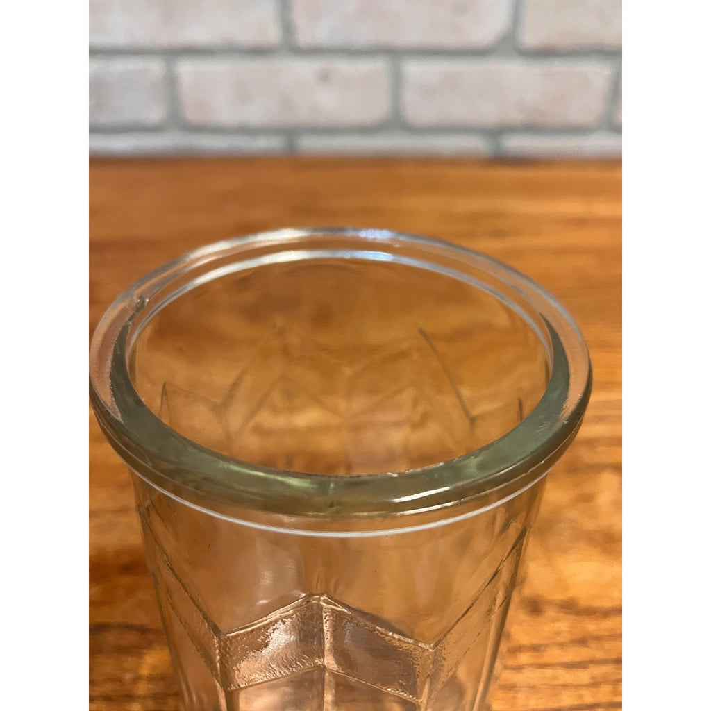 Vintage R.G. Dun Glass Cigar Humidor Jar Michigan Factory No. 670 Art Deco Geometric Arrow Design
