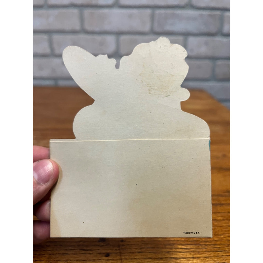 Vintage 1930s Christmas Diecut Card Santa Yellow Airplane USA - Hallmark?