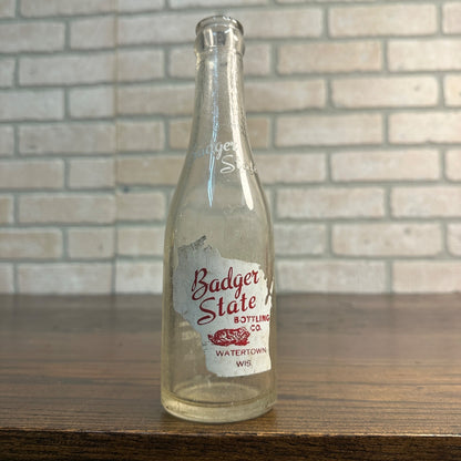 Vintage 1950s 7oz  Beverage Bottle - Badger State Bottling Co. Watertown Wis