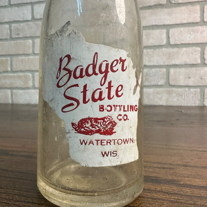 Vintage 1950s 7oz  Beverage Bottle - Badger State Bottling Co. Watertown Wis