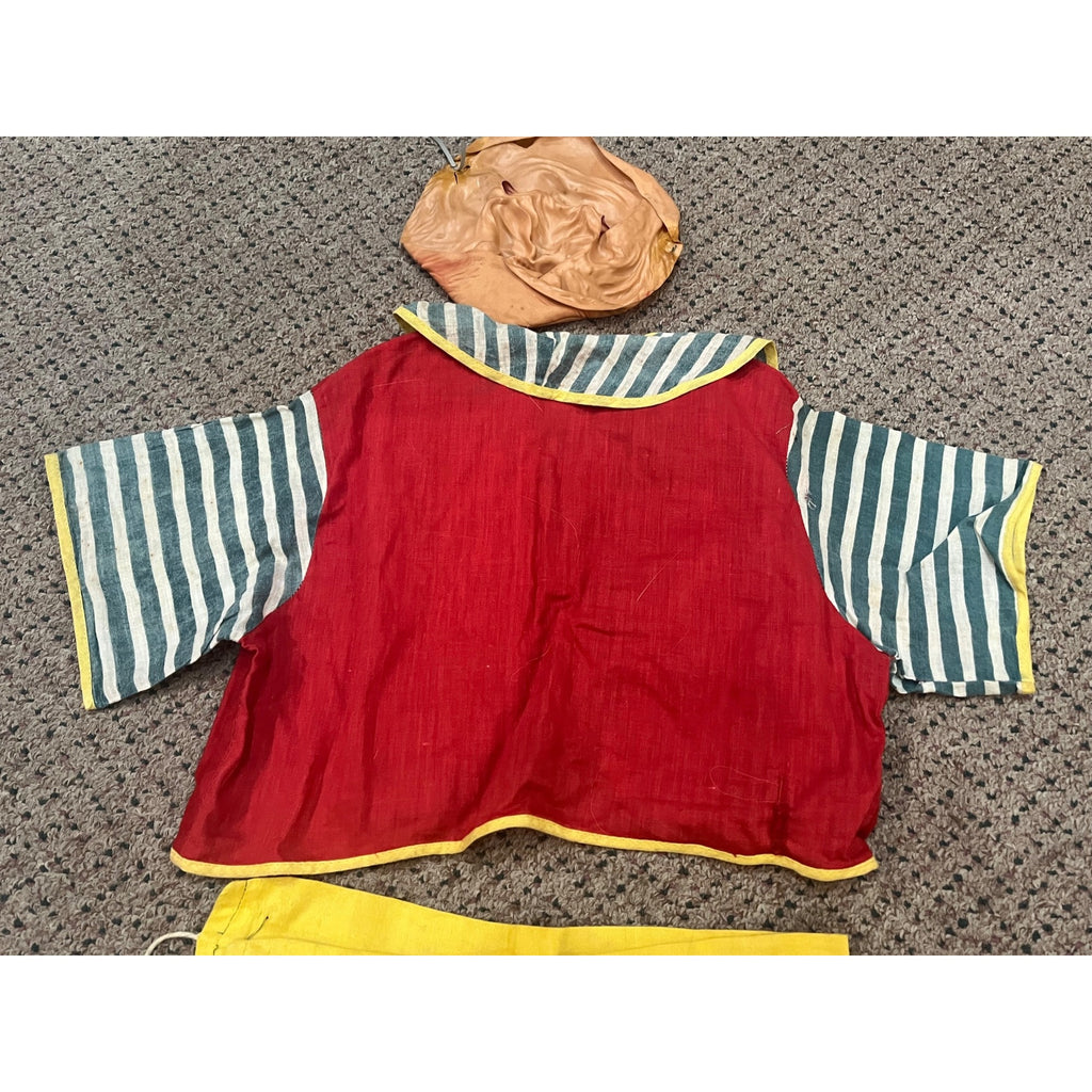 Vintage c1950 Child's Hobo / Tramp Halloween Costume with Molded Rubber Character Mask