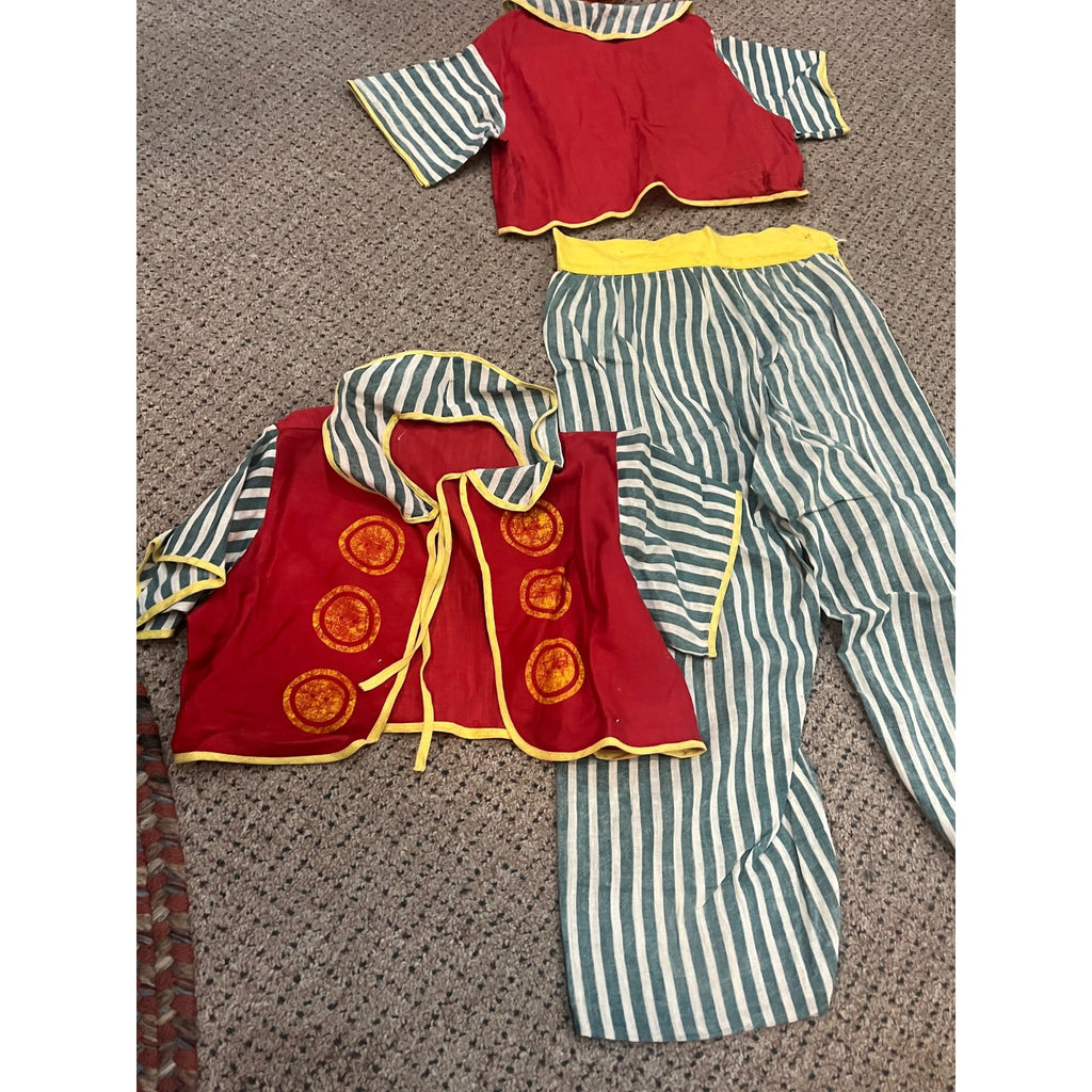 Vintage c1950 Child's Hobo / Tramp Halloween Costume with Molded Rubber Character Mask