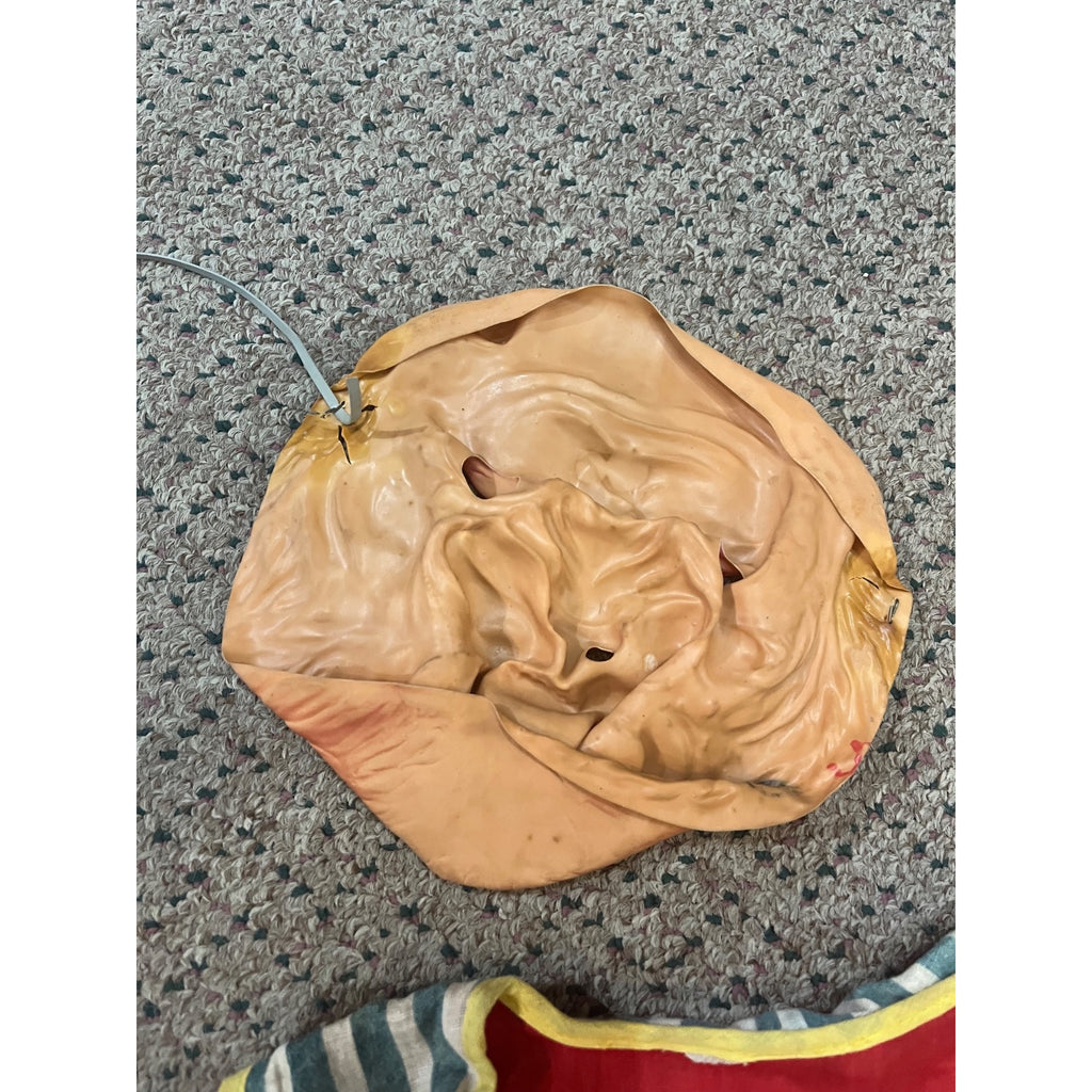 Vintage c1950 Child's Hobo / Tramp Halloween Costume with Molded Rubber Character Mask