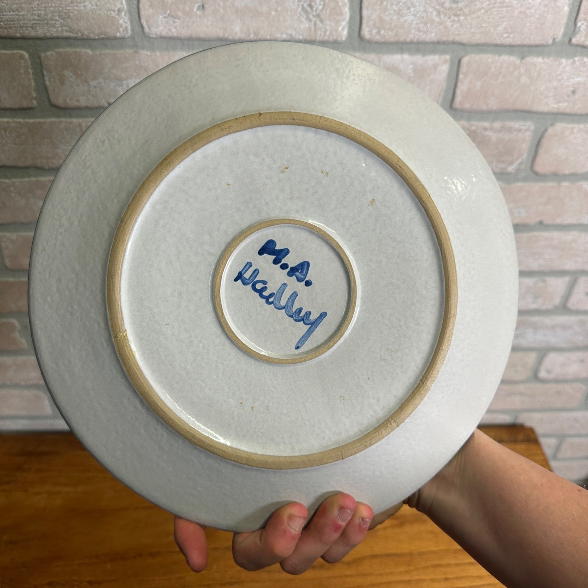 Vintage M.A. Hadley Art Pottery 11-3/4" Dinner Plate Stoneware House Cottage