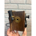 Vintage Wooden Wall Hanging Pencil Sharpener Old Telephone Ringer Box