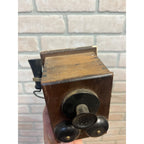 Vintage Wooden Wall Hanging Pencil Sharpener Old Telephone Ringer Box