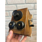 Vintage Wooden Wall Hanging Pencil Sharpener Old Telephone Ringer Box