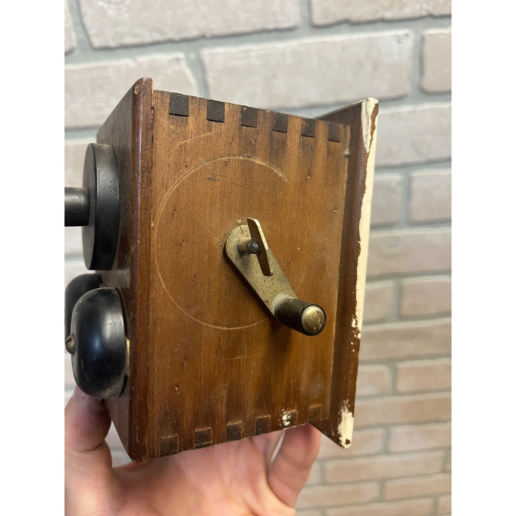 Vintage Wooden Wall Hanging Pencil Sharpener Old Telephone Ringer Box