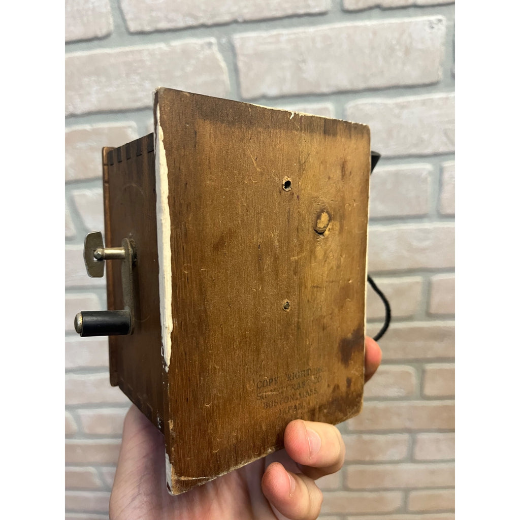Vintage Wooden Wall Hanging Pencil Sharpener Old Telephone Ringer Box