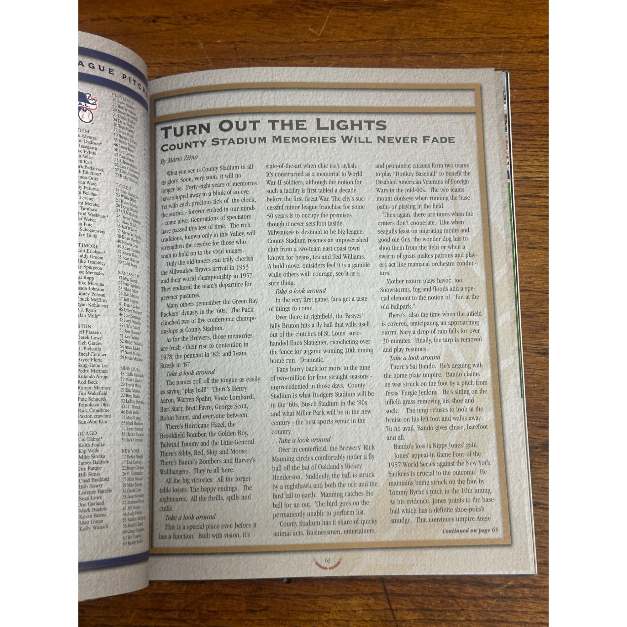 2000 Milwaukee Brewers Yearbook Magazine Lead Off ** County Stadium Last Game