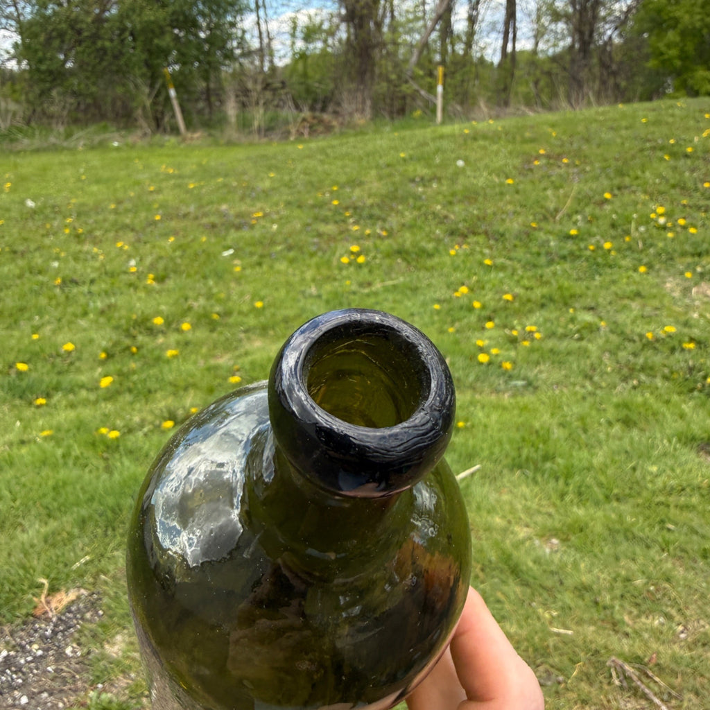 Antique Whittled GREEN Bottle Blob Top HUNYADI JANOS Saxlehner’s Bitterquelle