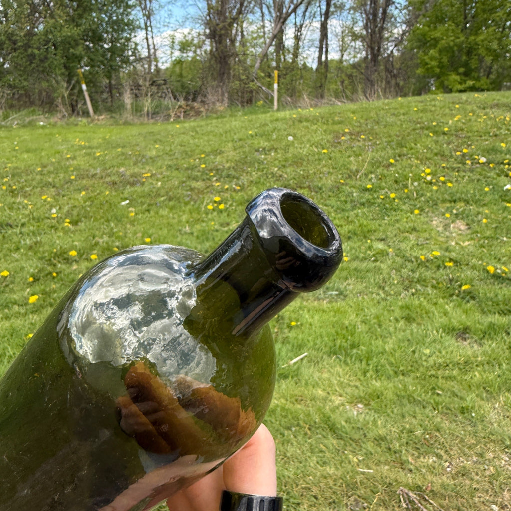Antique Whittled GREEN Bottle Blob Top HUNYADI JANOS Saxlehner’s Bitterquelle