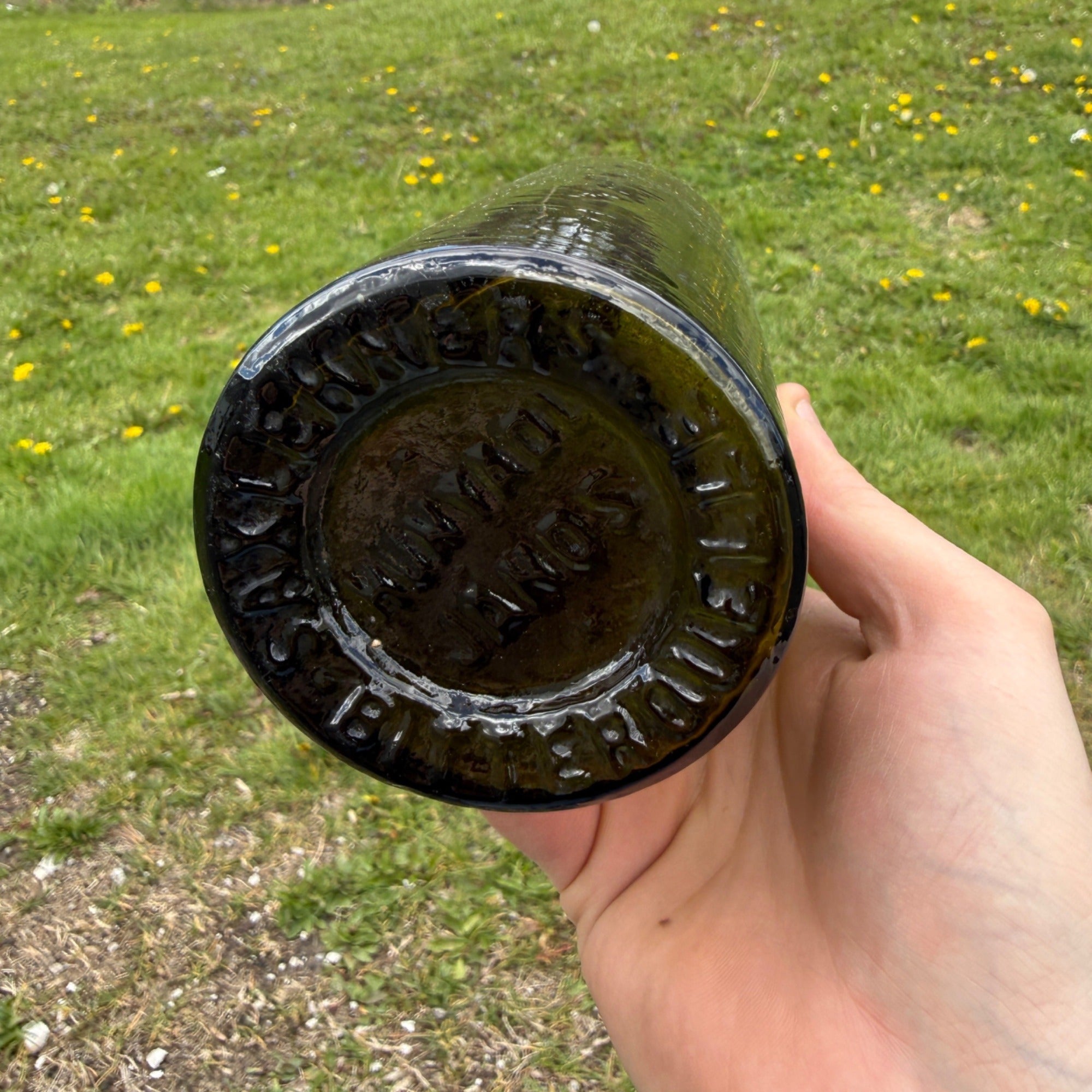 Antique Whittled GREEN Bottle Blob Top HUNYADI JANOS Saxlehner’s Bitterquelle