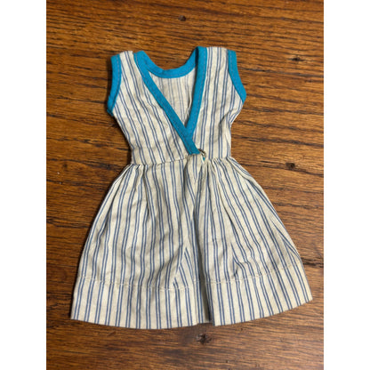 Vintage Blue Pinstripe Doll Romper Skirt Dress - Fits Tammy / Pepper