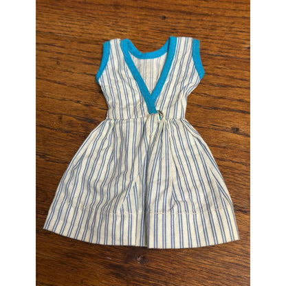 Vintage Blue Pinstripe Doll Romper Skirt Dress - Fits Tammy / Pepper