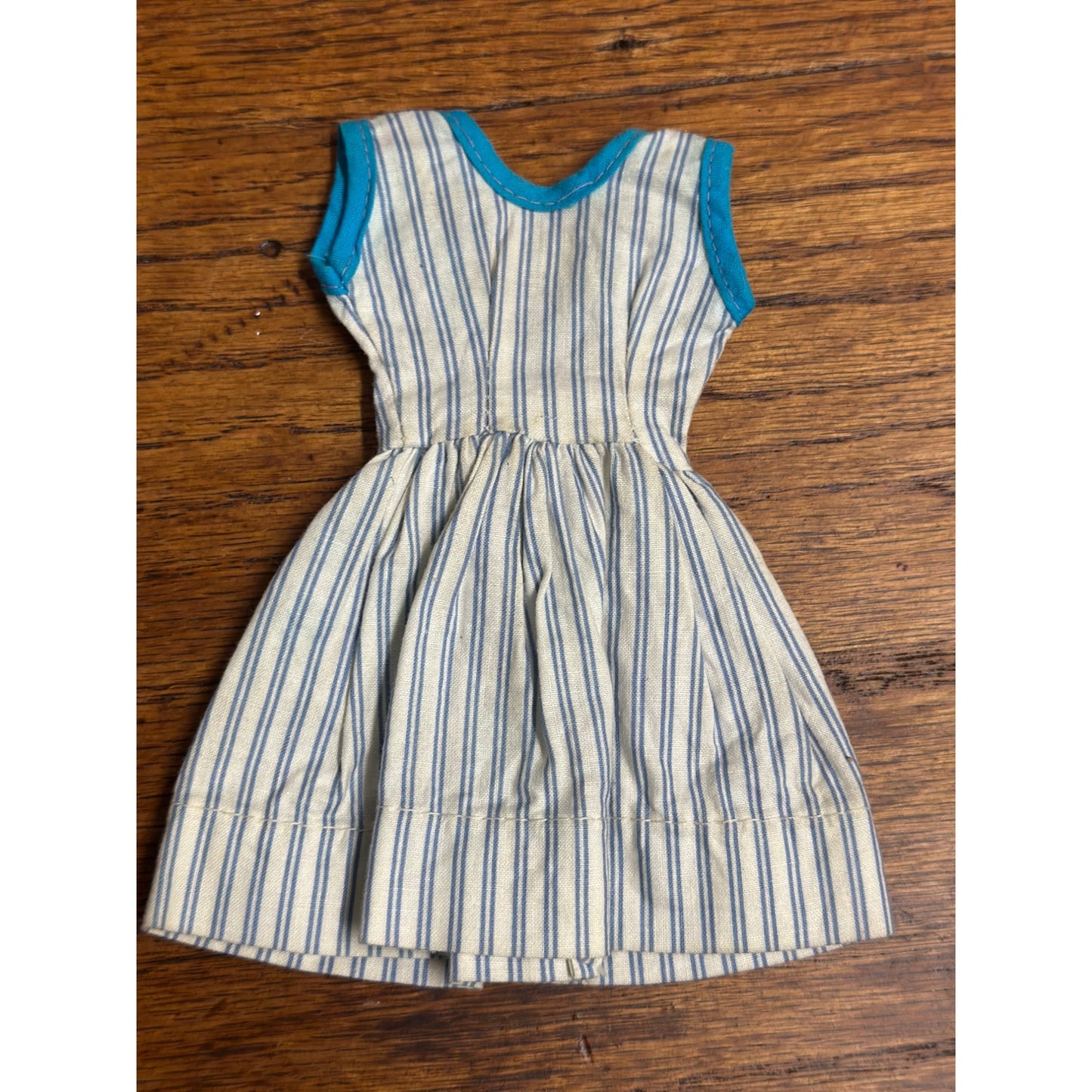 Vintage Blue Pinstripe Doll Romper Skirt Dress - Fits Tammy / Pepper