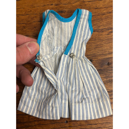 Vintage Blue Pinstripe Doll Romper Skirt Dress - Fits Tammy / Pepper