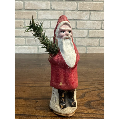 Early Antique Belsnickle 6" German Antique Red Santa Figure Paper Mache