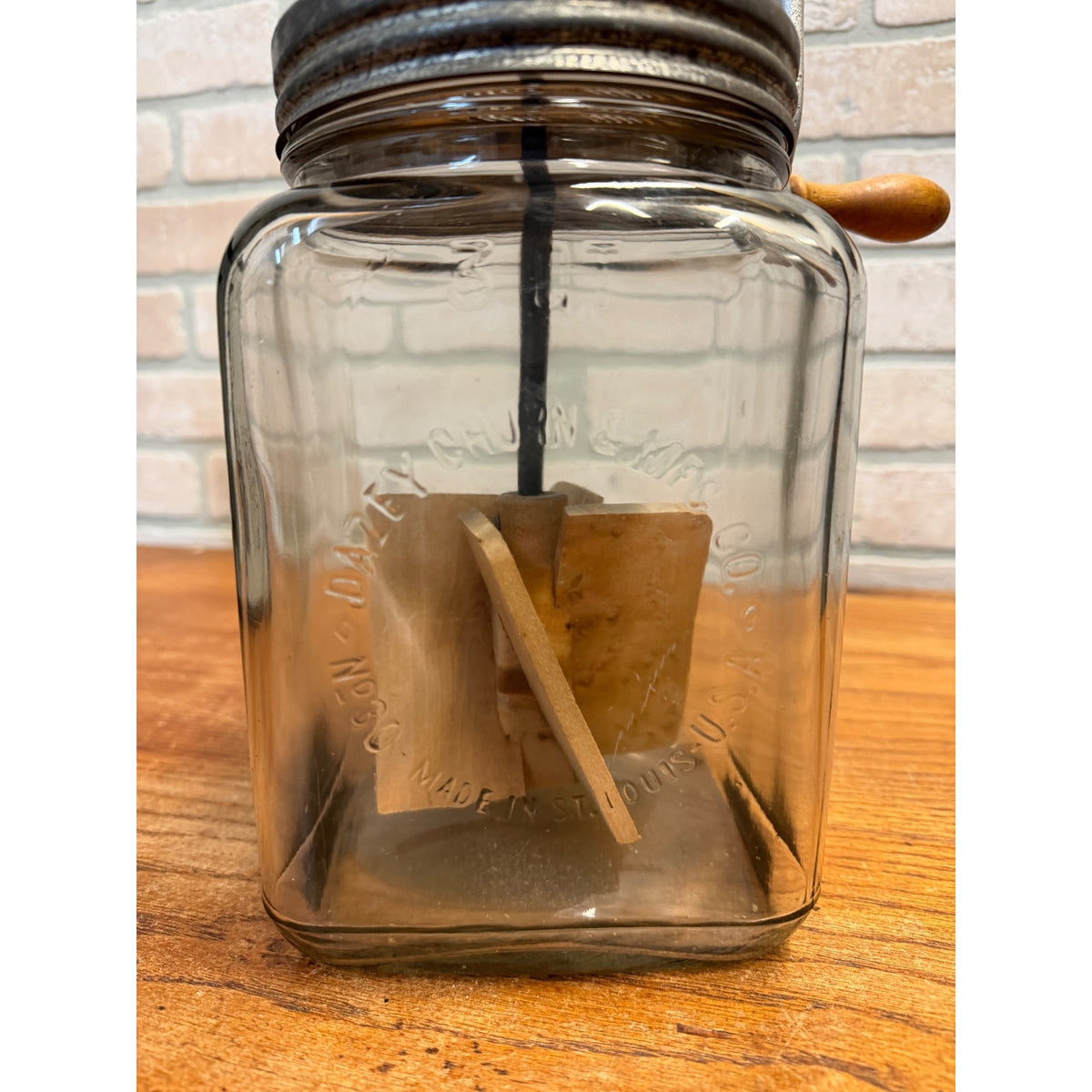 Dazey Mfg Co Butter Churn 34B w/ Handblown 3 Quart No.30 Glass In Working Order