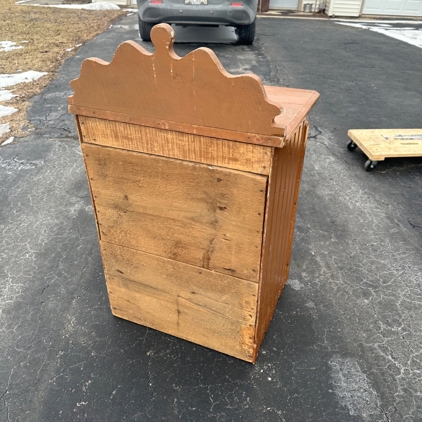 Antique Primitive Cabinet Side Table Wash Stand Brown Tan