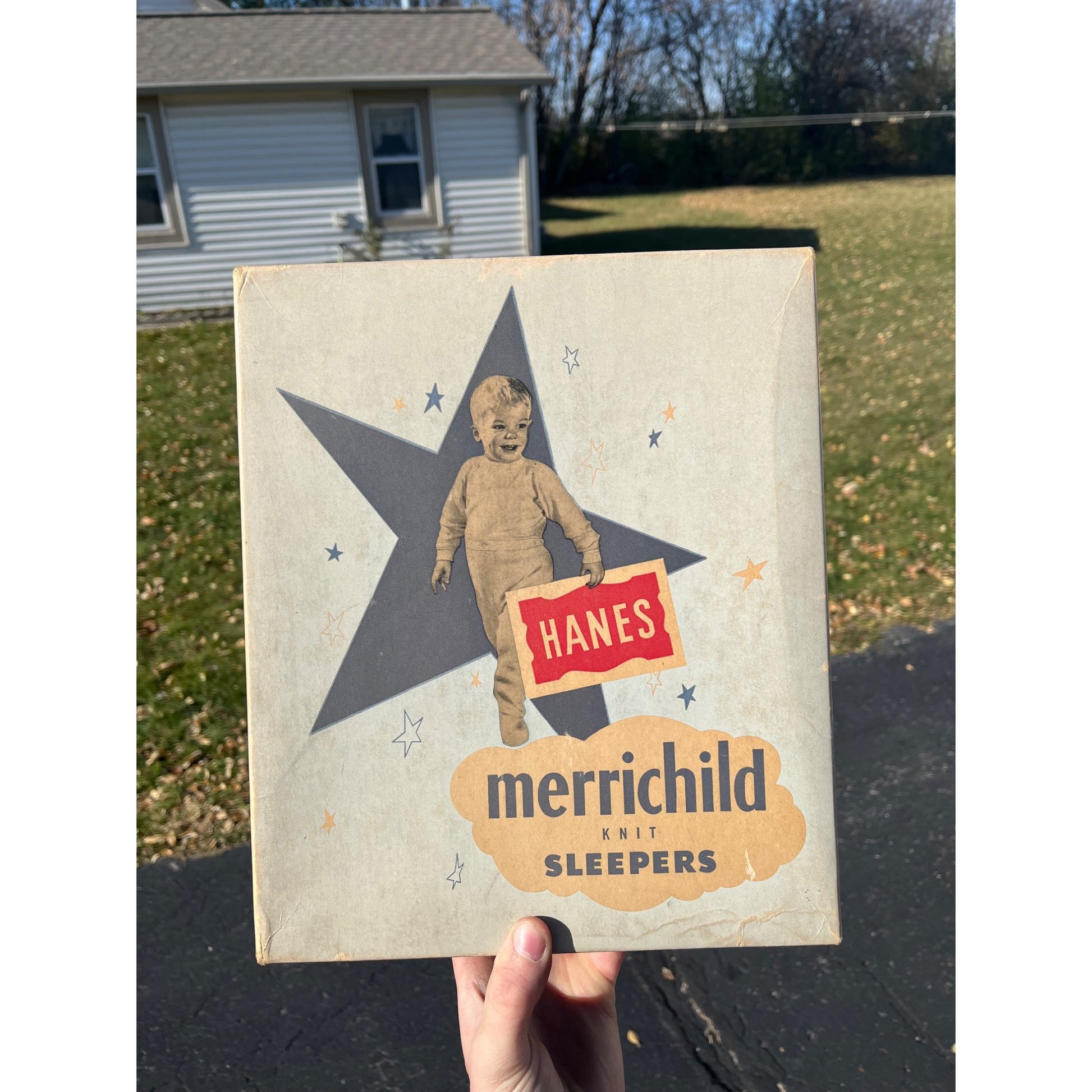 Vintage 1940s Hanes  MerriChild Sleepers Bottoms Store Display Empty Box Child's