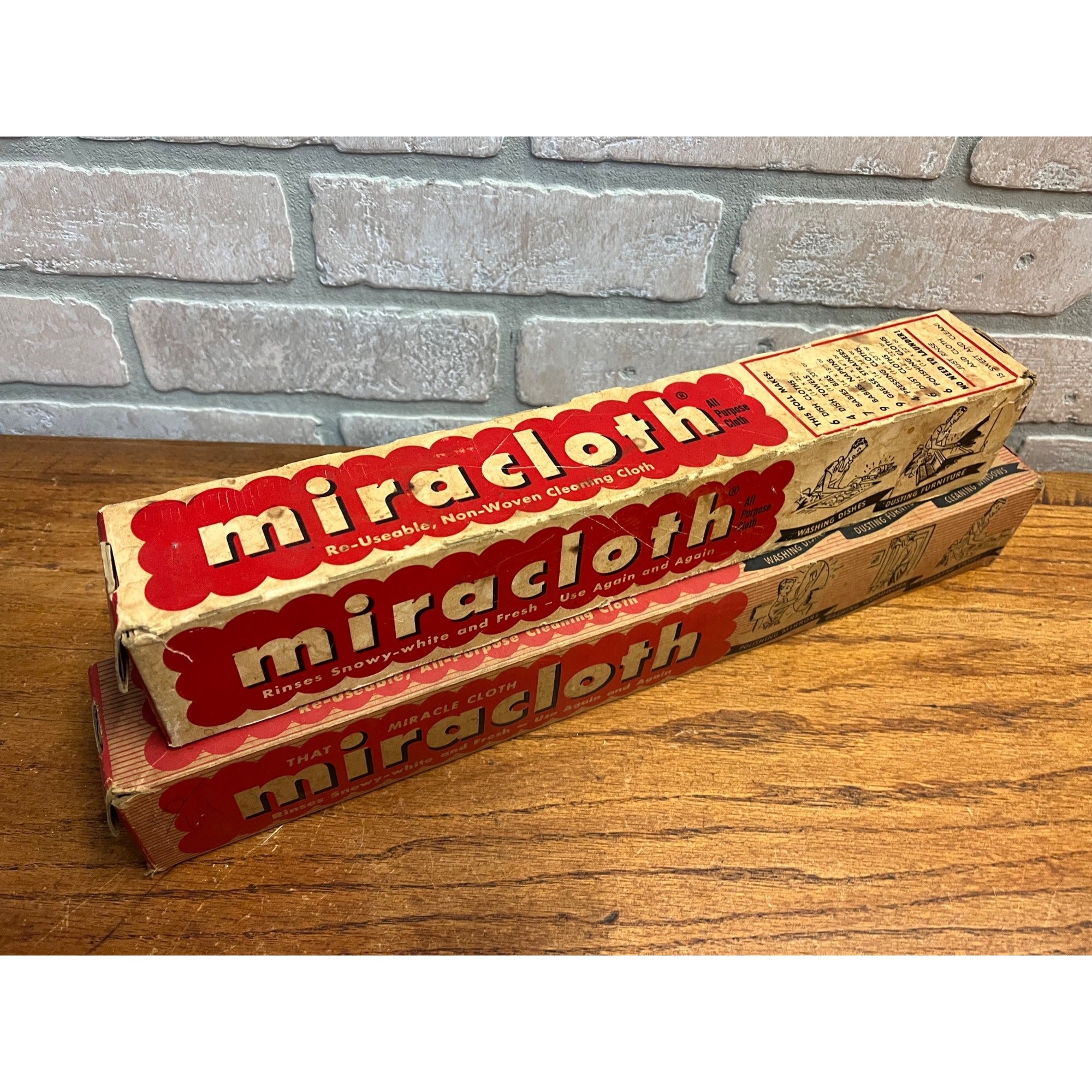 Vintage 1950s Lot (2) Miracloth Miracle Cleaning Reusable Cloth Original Boxes